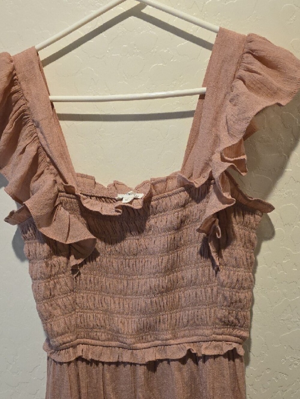 Smocked Ruffle Strap Maxi Dress - Blush Pink - Picture 3 of 8